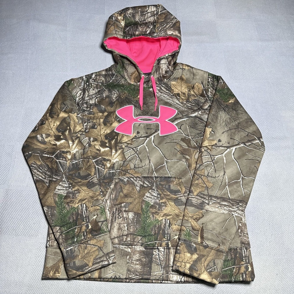 Under Armour ColdGear Realtree Camo Big Logo Hoodie Women's Size‎ Loose Medium